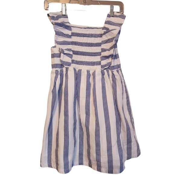 Andy and Evan White and Navy Blue Stripe Dress with Ruffles - Picture 4 of 6